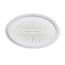 Steel round concealed head shower with raining jet, waterfall jet and multicolor lighting system.
ø 500 mm - finish Chrome + Matt white