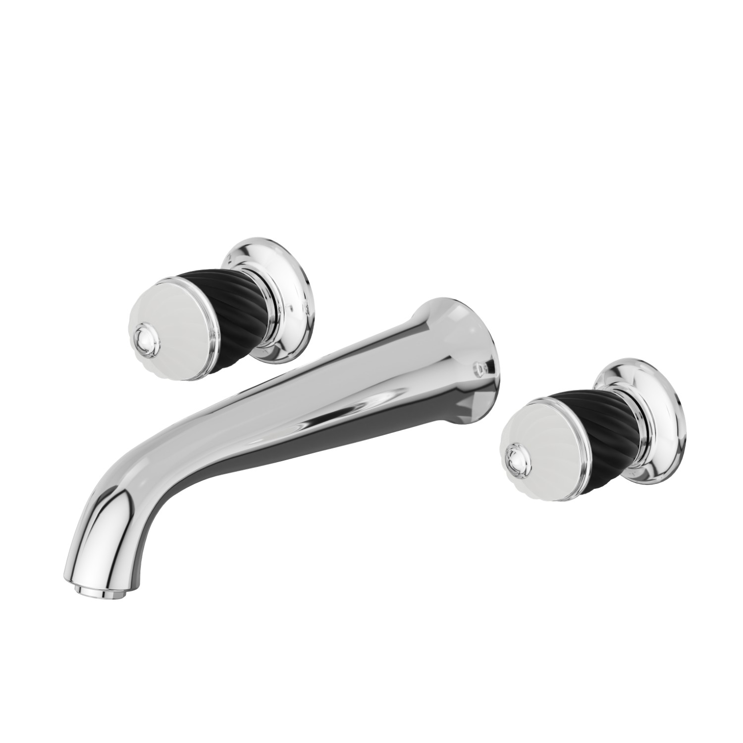 3-hole wall-mounted washbasin group without pop-up waste set - finish Chrome