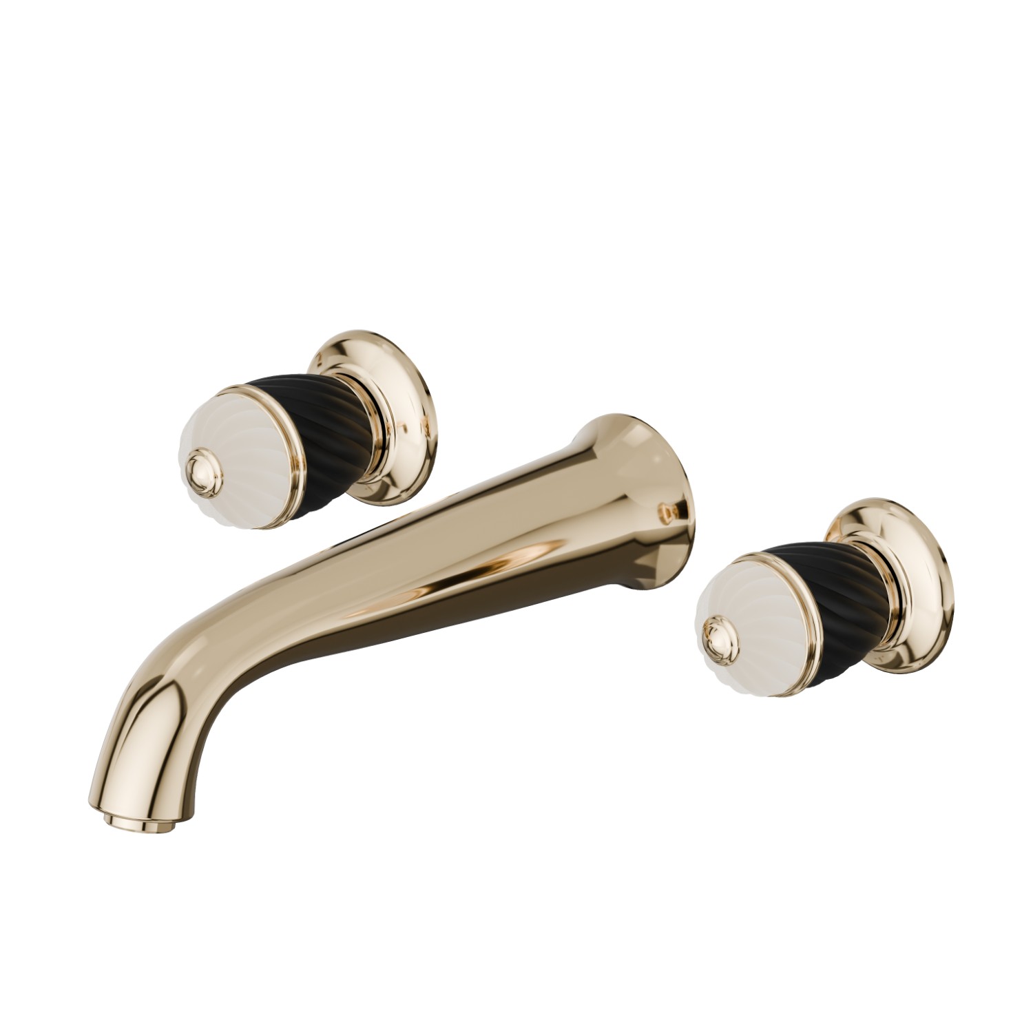 3-hole wall-mounted washbasin group without pop-up waste set - finish Gold