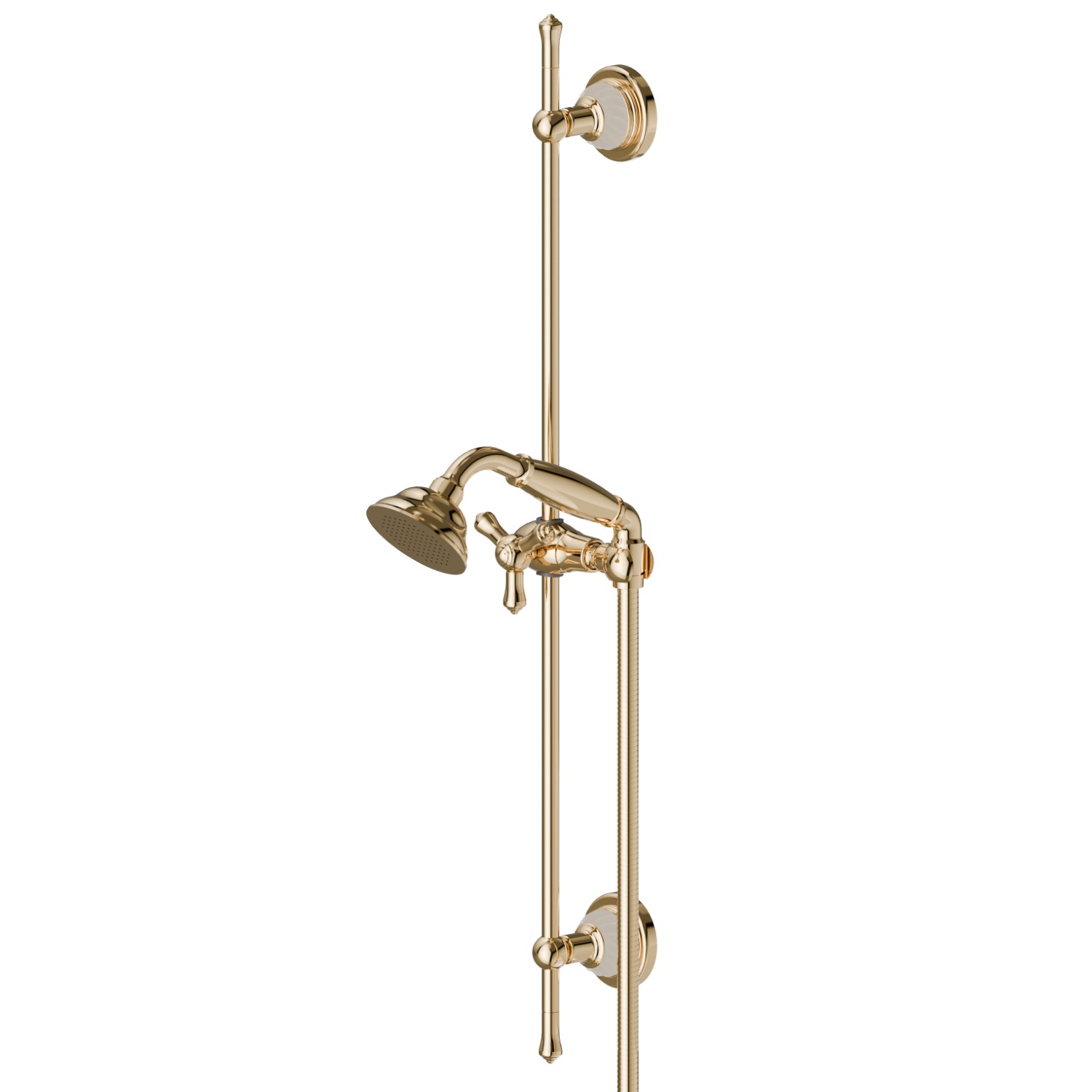 Complete shower set, with brass hand shower, L=150 cm flexible - finish Gold