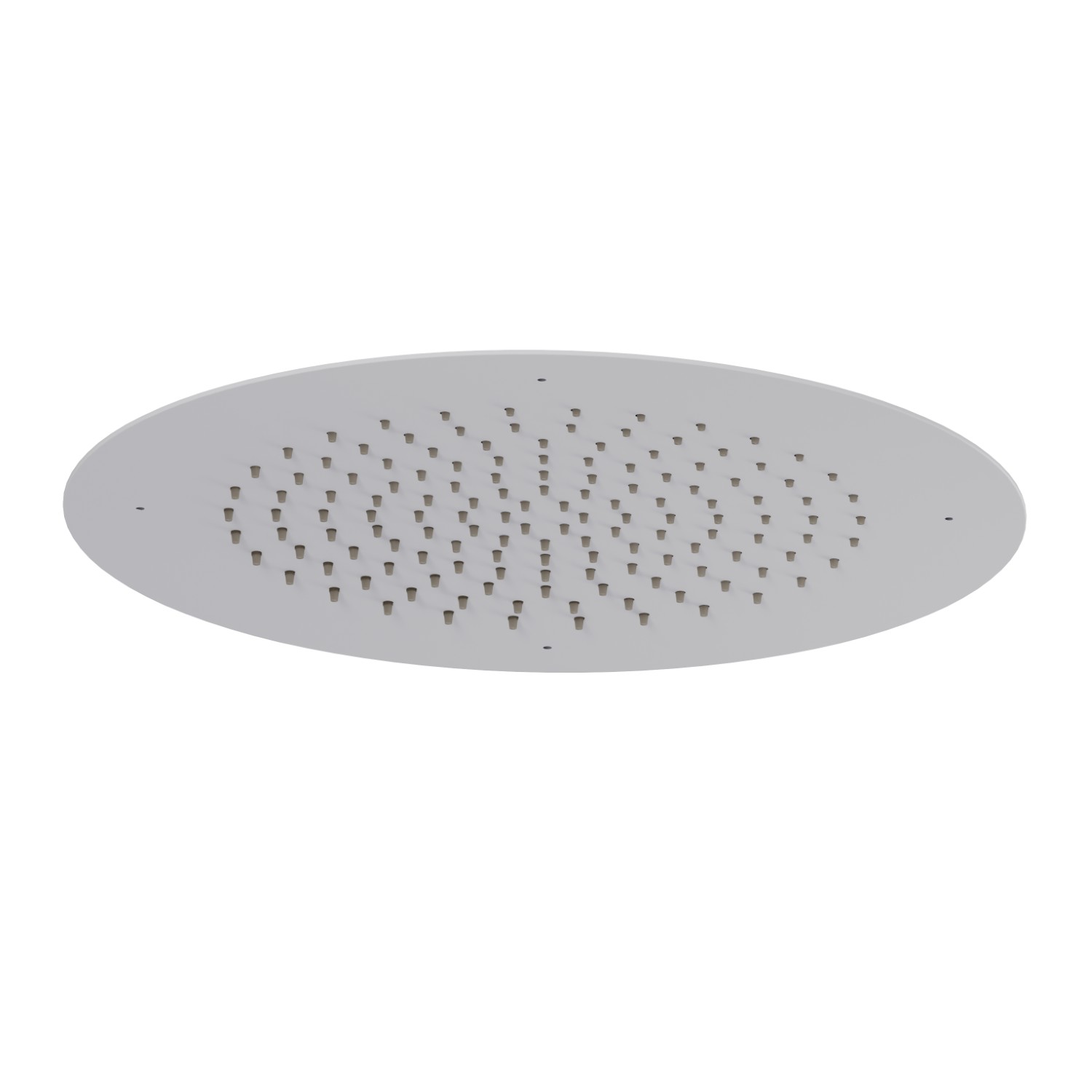 Soffione tondo ad incasso in acciaio con getto a pioggia.
Ø 400mm. - finitura Bianco opaco