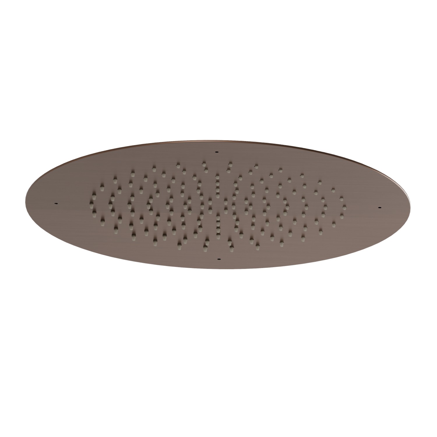 Soffione tondo ad incasso in acciaio con getto a pioggia.
Ø 400mm. - finitura PVD Brushed Copper Bronze