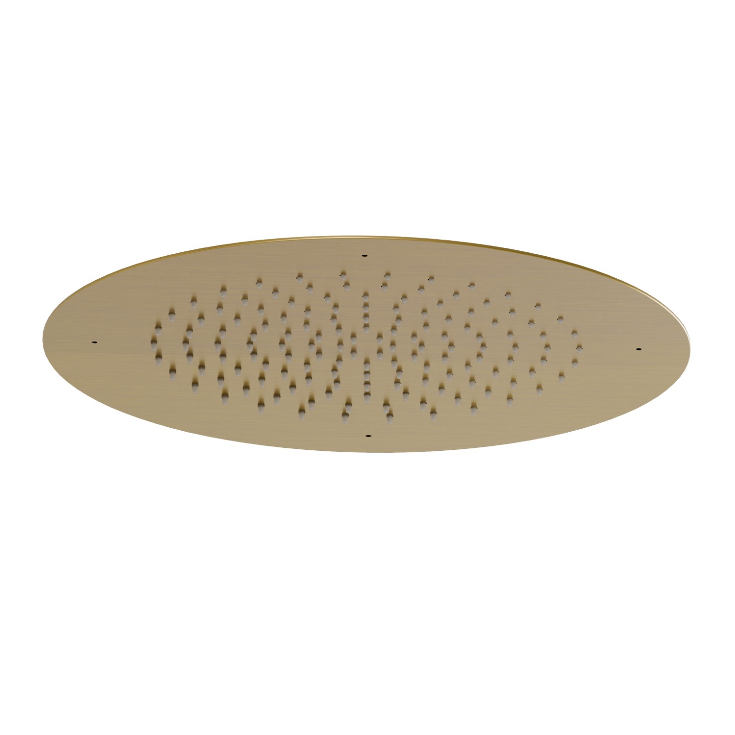 Soffione tondo ad incasso in acciaio con getto a pioggia.
Ø 400mm. - finitura PVD Brushed Gold