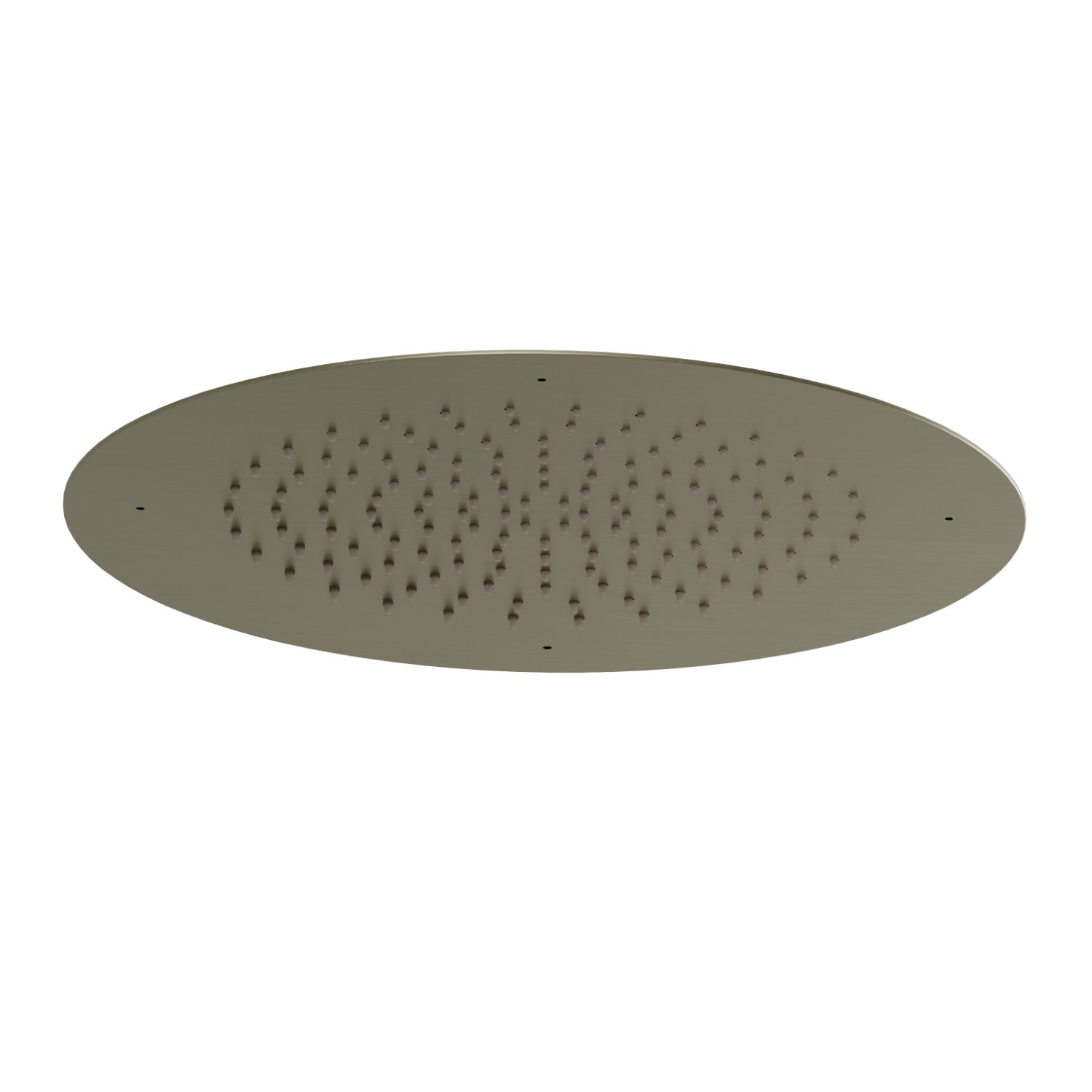Soffione tondo ad incasso in acciaio con getto a pioggia.
Ø 400mm. - finitura PVD Brushed Pale Gold
