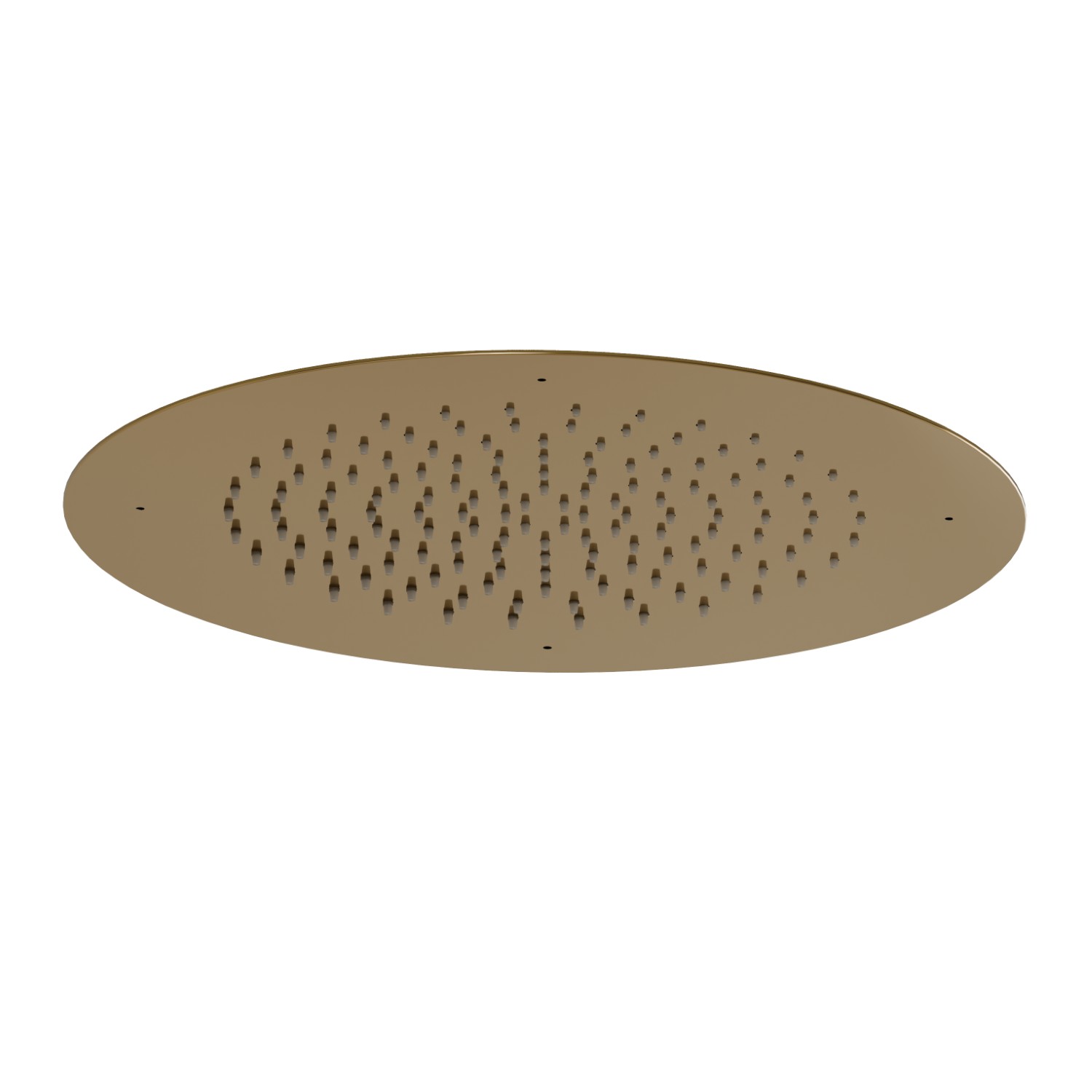 Soffione tondo ad incasso in acciaio con getto a pioggia.
Ø 400mm. - finitura PVD Glossy Gold