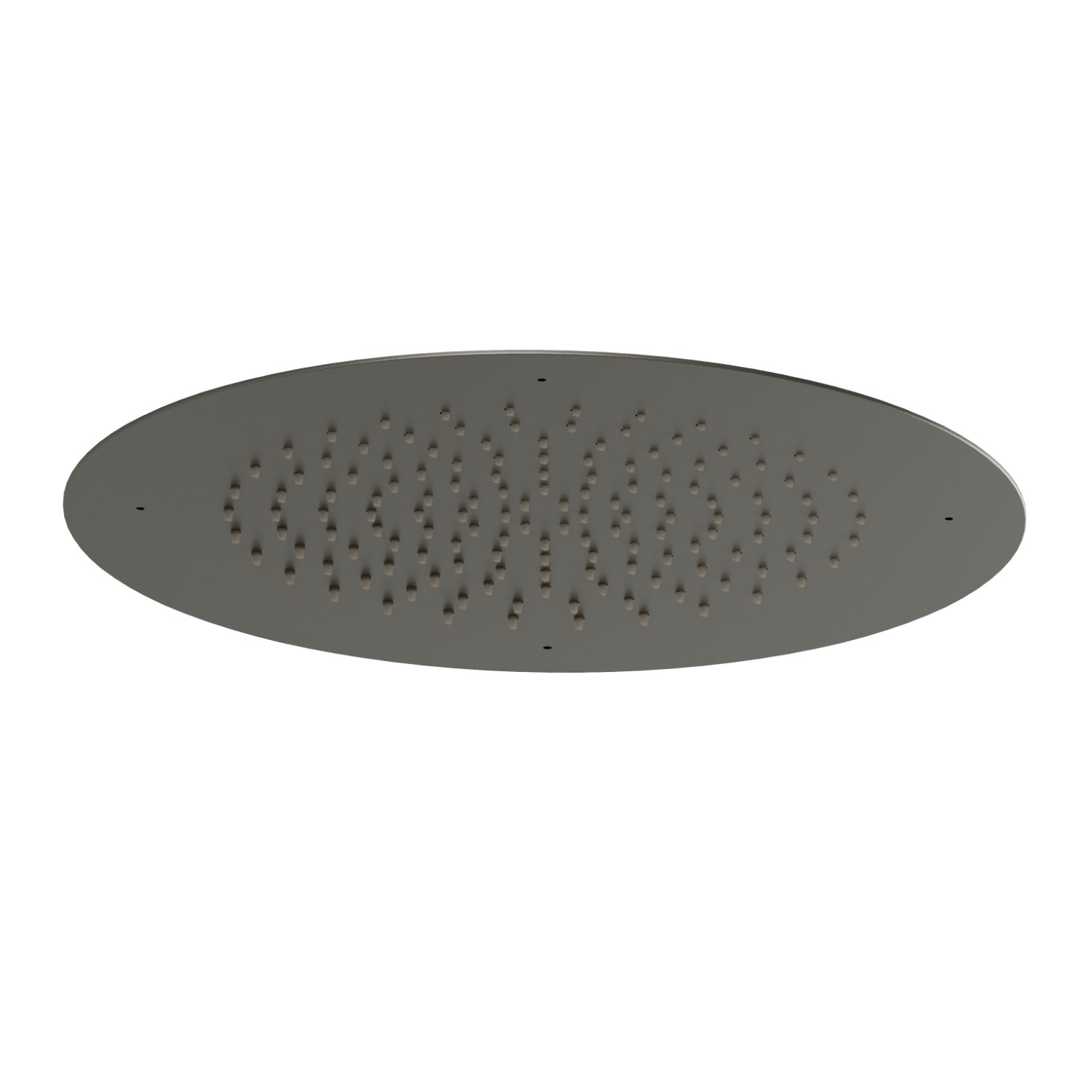 Soffione tondo ad incasso in acciaio con getto a pioggia.
Ø 400mm. - finitura Titanium Satin