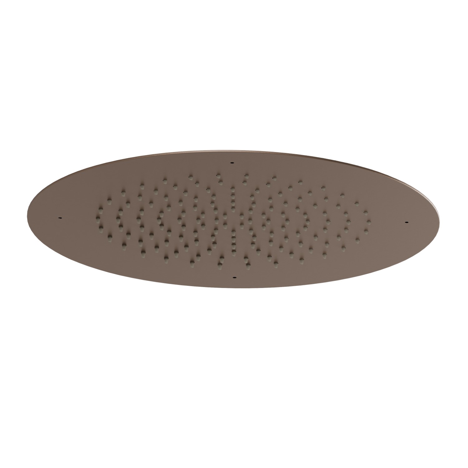 Soffione tondo ad incasso in acciaio con getto a pioggia.
Ø 400mm. - finitura Copper Satin