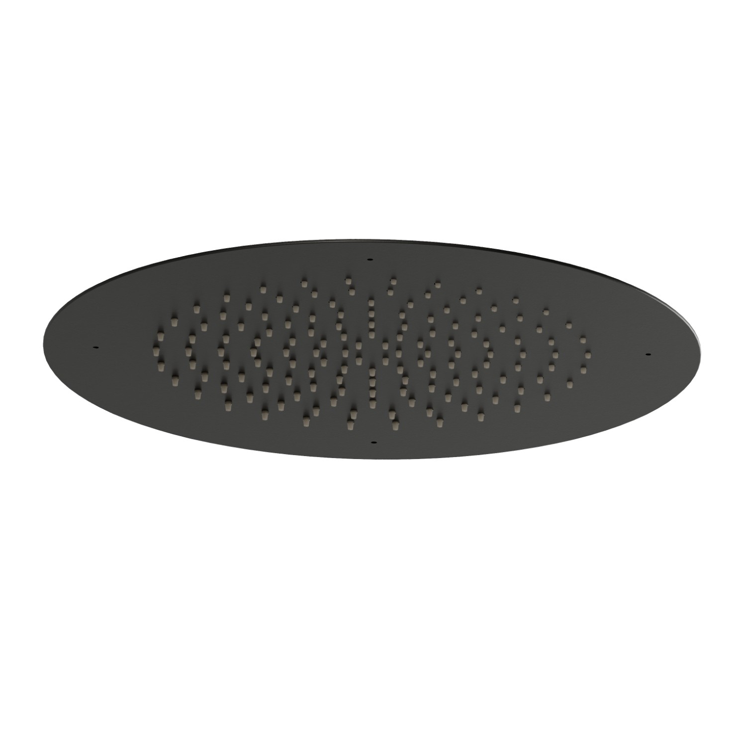 Soffione tondo ad incasso in acciaio con getto a pioggia.
Ø 400mm. - finitura Carbon Satin