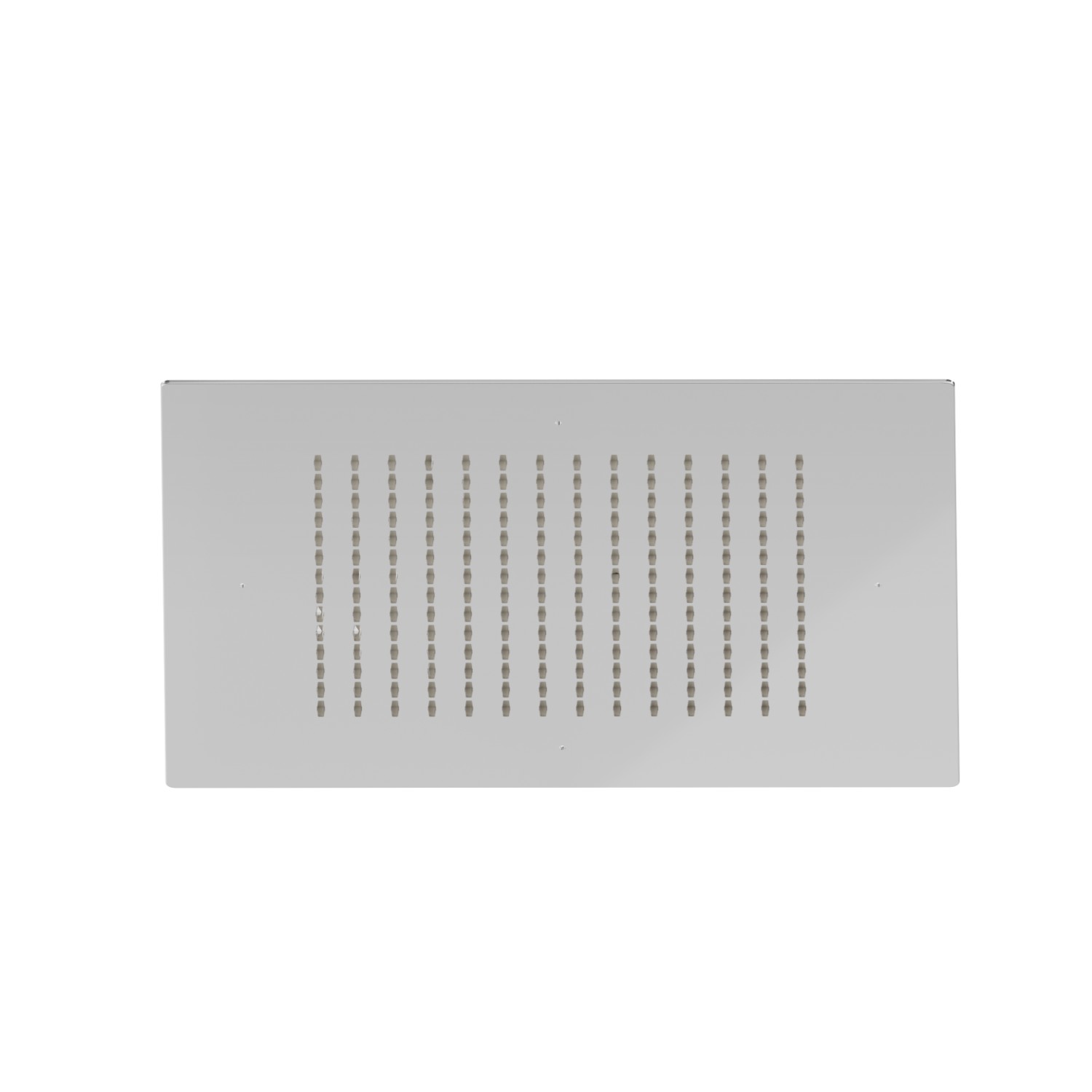 Soffione quadro ad incasso in acciaio con getto a pioggia.
400x400 mm. - finitura Cromo