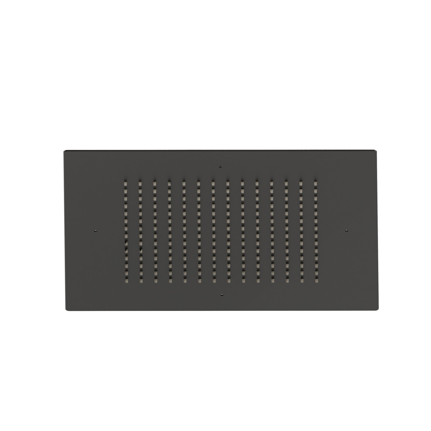 Soffione quadro ad incasso in acciaio con getto a pioggia.
400x400 mm. - finitura Carbon Satin