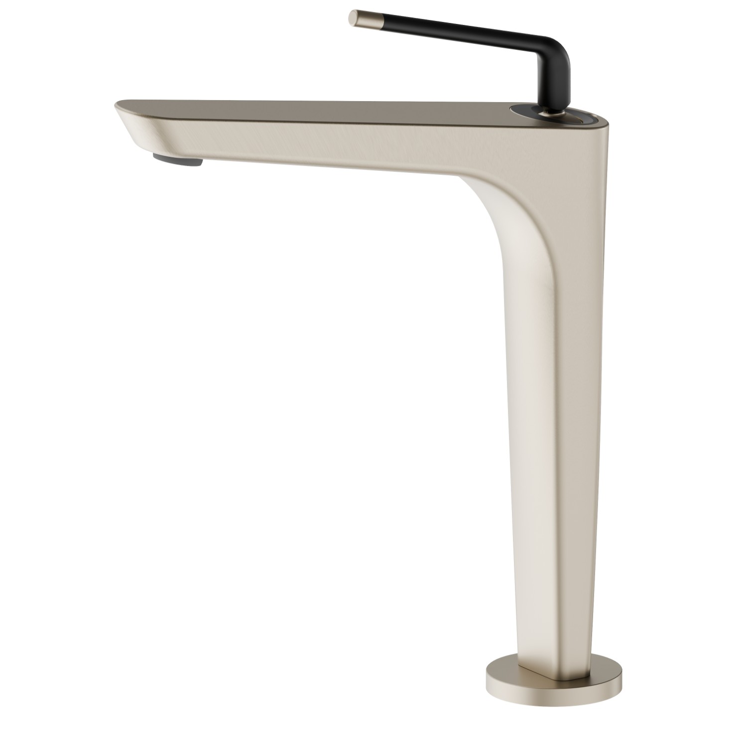 Einhebel-Mischbatterie hohe Ausführung für Aufsatzwaschbecken - oberfläche Gold Satin - Schwarz matt