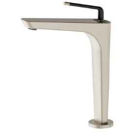 Single lever basin mixer, high version, for above counter basin - finish Gold Satin - Matt black