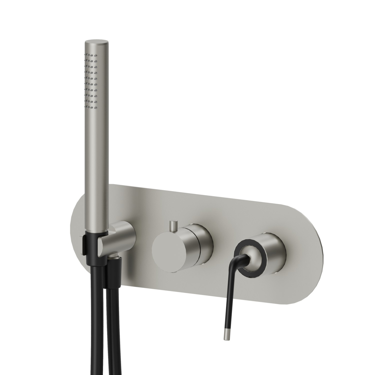 Complete concealed shower group - finish Titanium Satin - Matt black