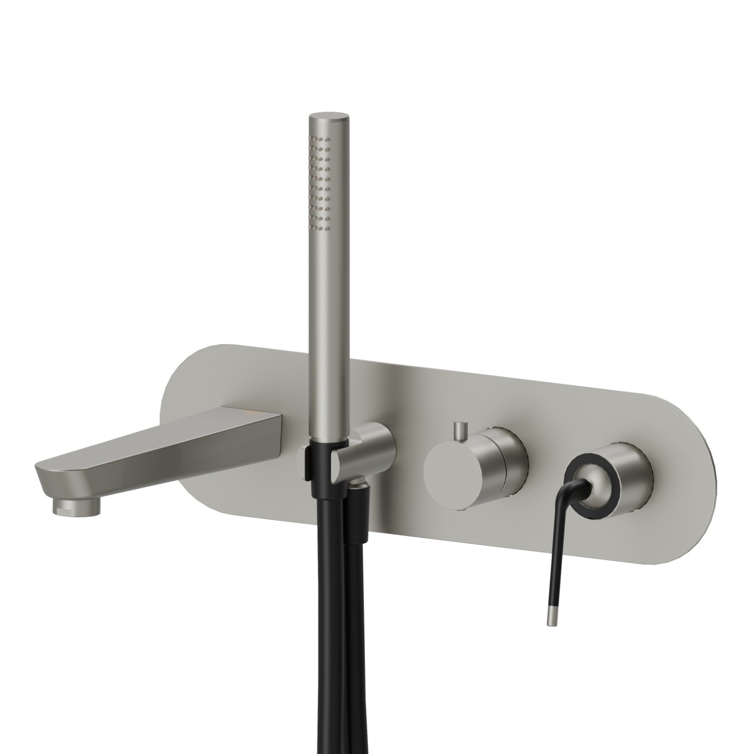 Complete concealed shower group - finish Titanium Satin - Matt black