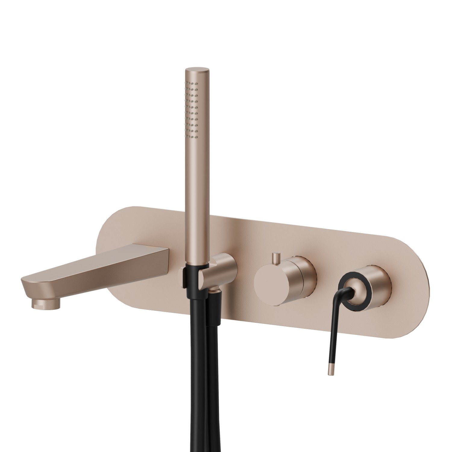 Complete concealed shower group - finish Copper Satin - Matt black