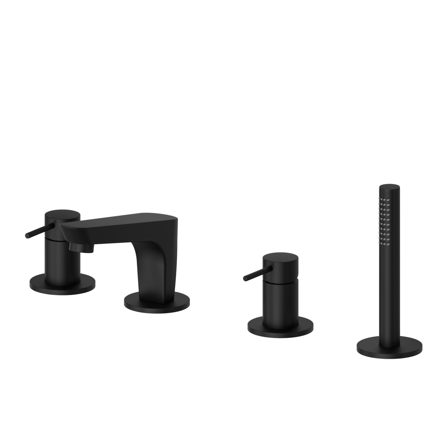 4-hole complete set of deck-mounted mixer - finish Matt Black