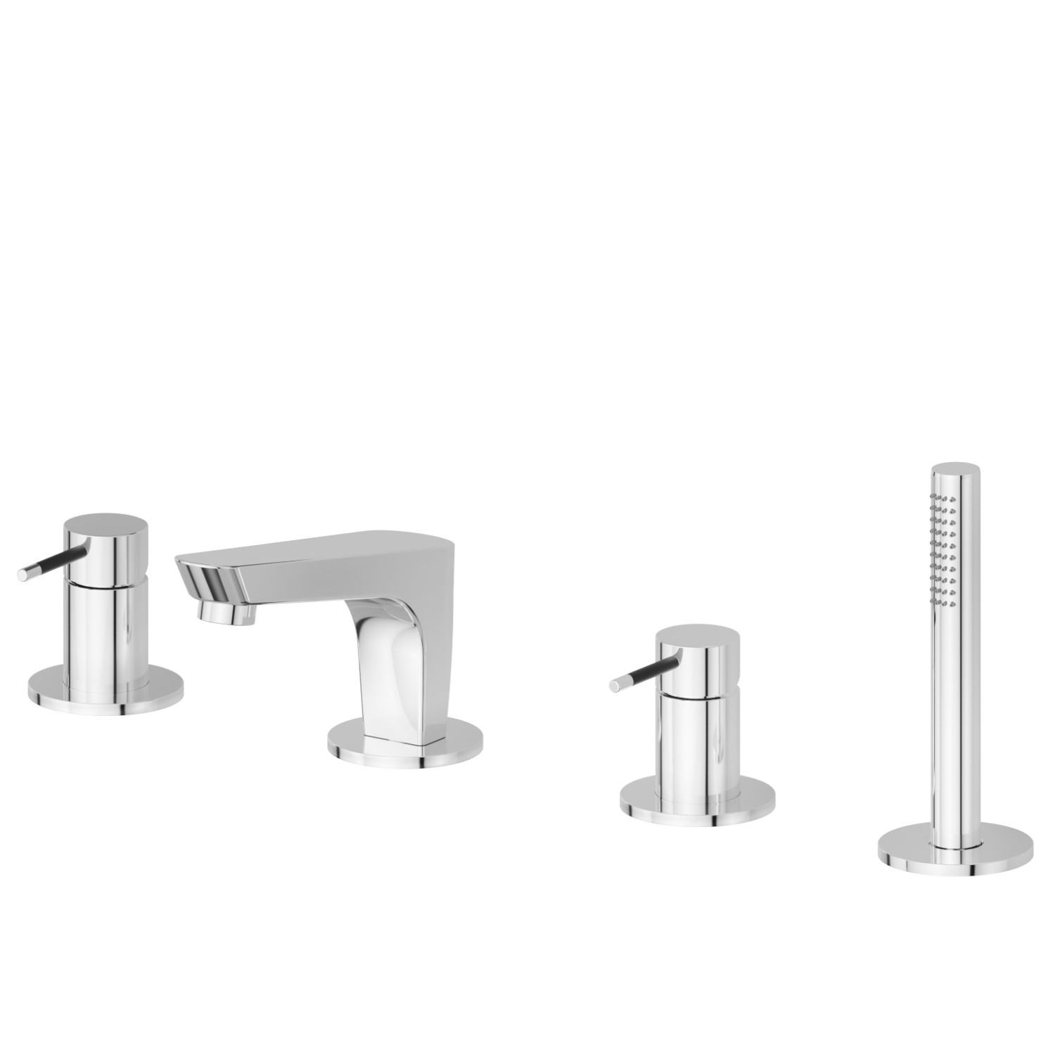 4-hole complete set of deck-mounted mixer - finish Chrome - Matt Black