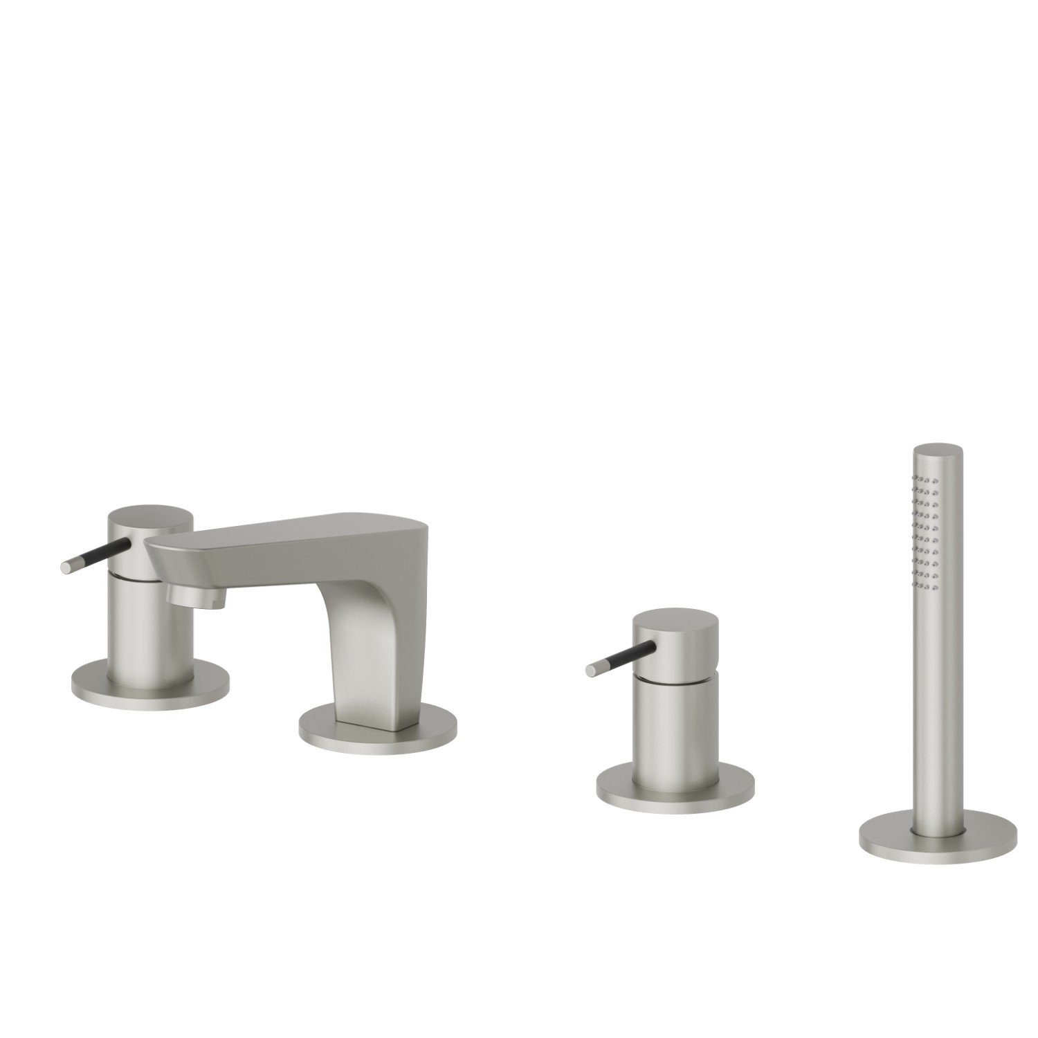 4-hole complete set of deck-mounted mixer - finish Titanium Satin - Matt black