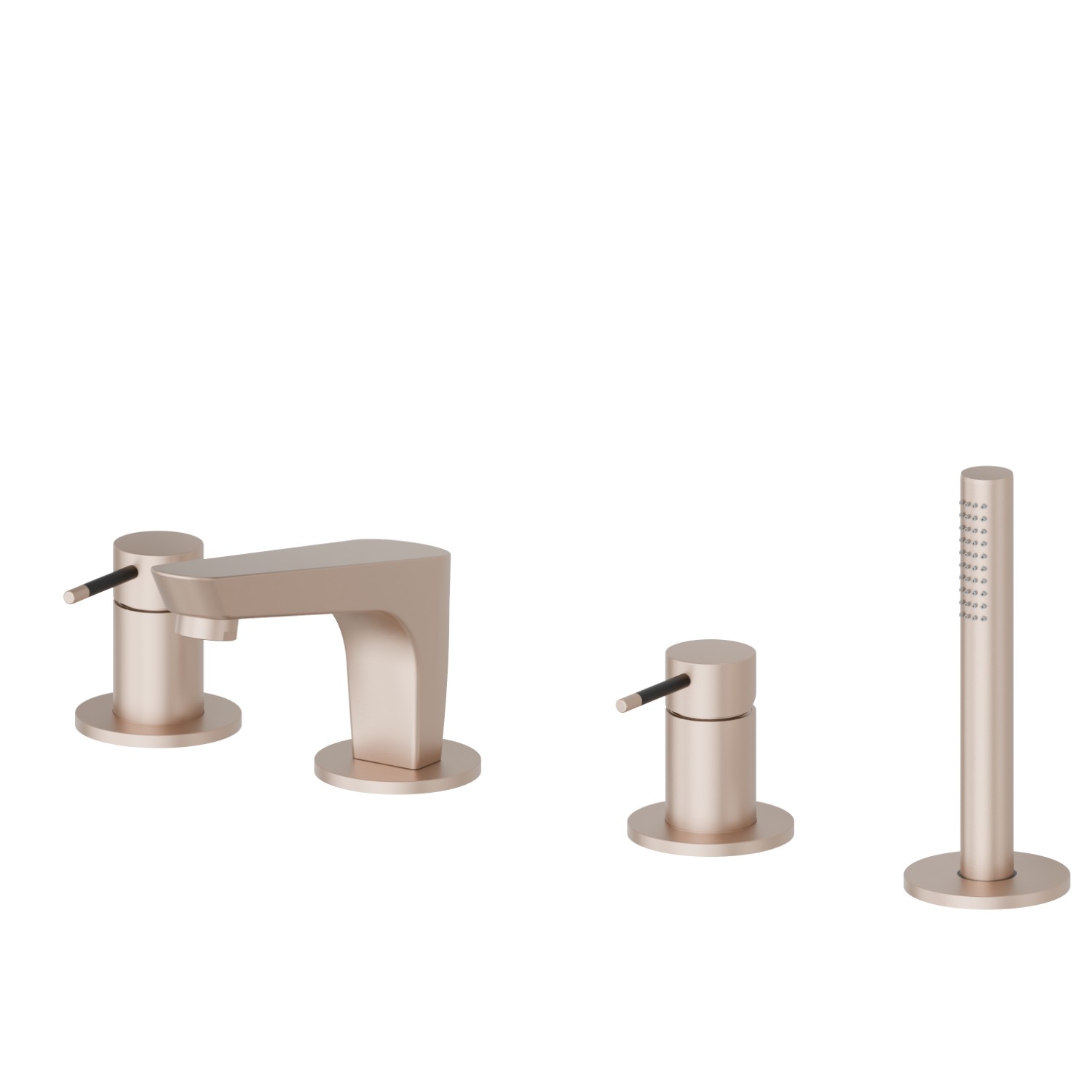 4-hole complete set of deck-mounted mixer - finish Copper Satin - Matt black