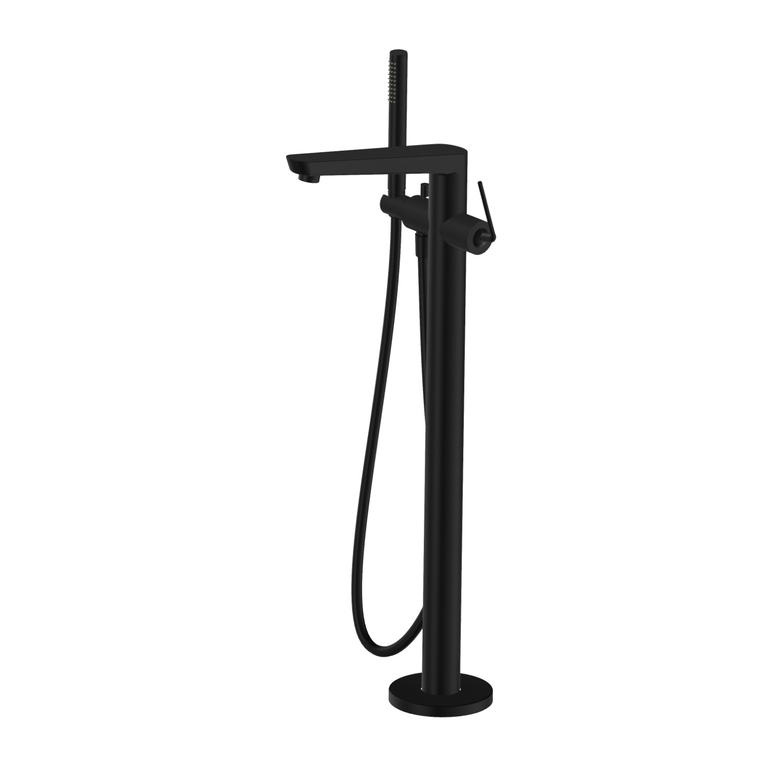 Floor mounted bath group, with mixer, diverter and shower set - finish Matt Black
