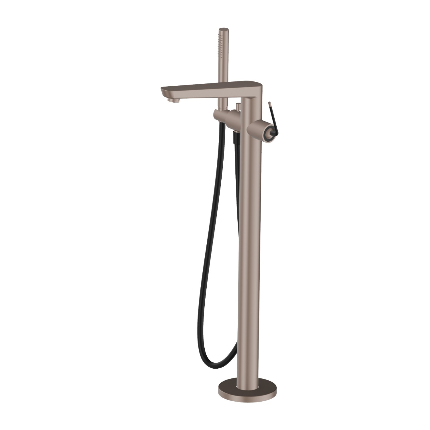 Floor mounted bath group, with mixer, diverter and shower set - finish Copper Glossy