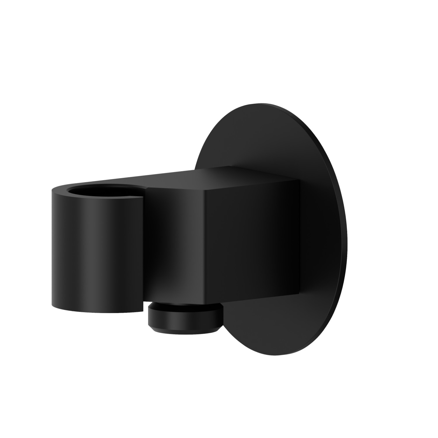 Support fixe mural avec prise d’eau de 1/2”. Ø70mm - finition Matt Black