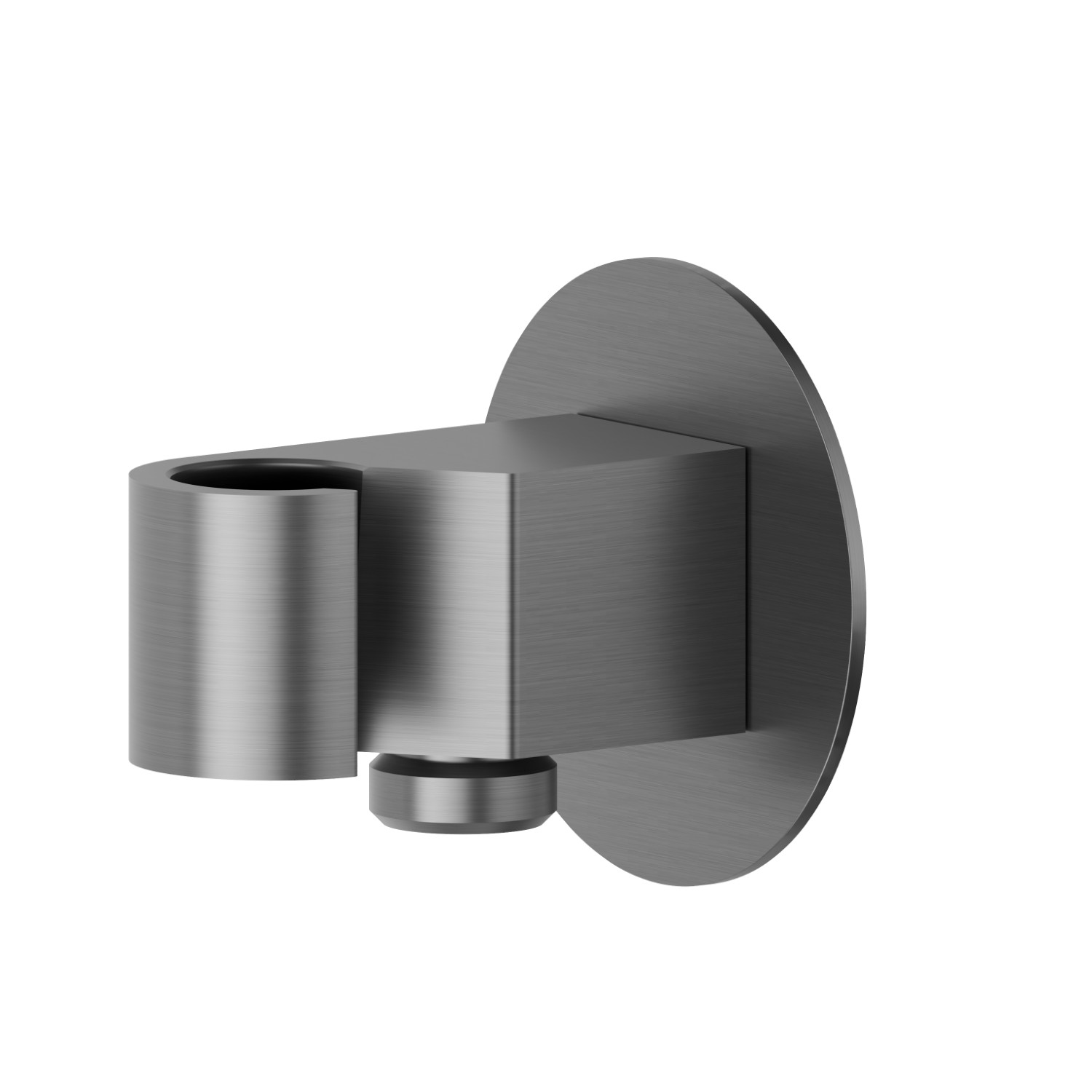 Supporto fisso a parete con presa acqua da 1/2”.
Ø70mm. - finitura PVD Brushed Gun Metal