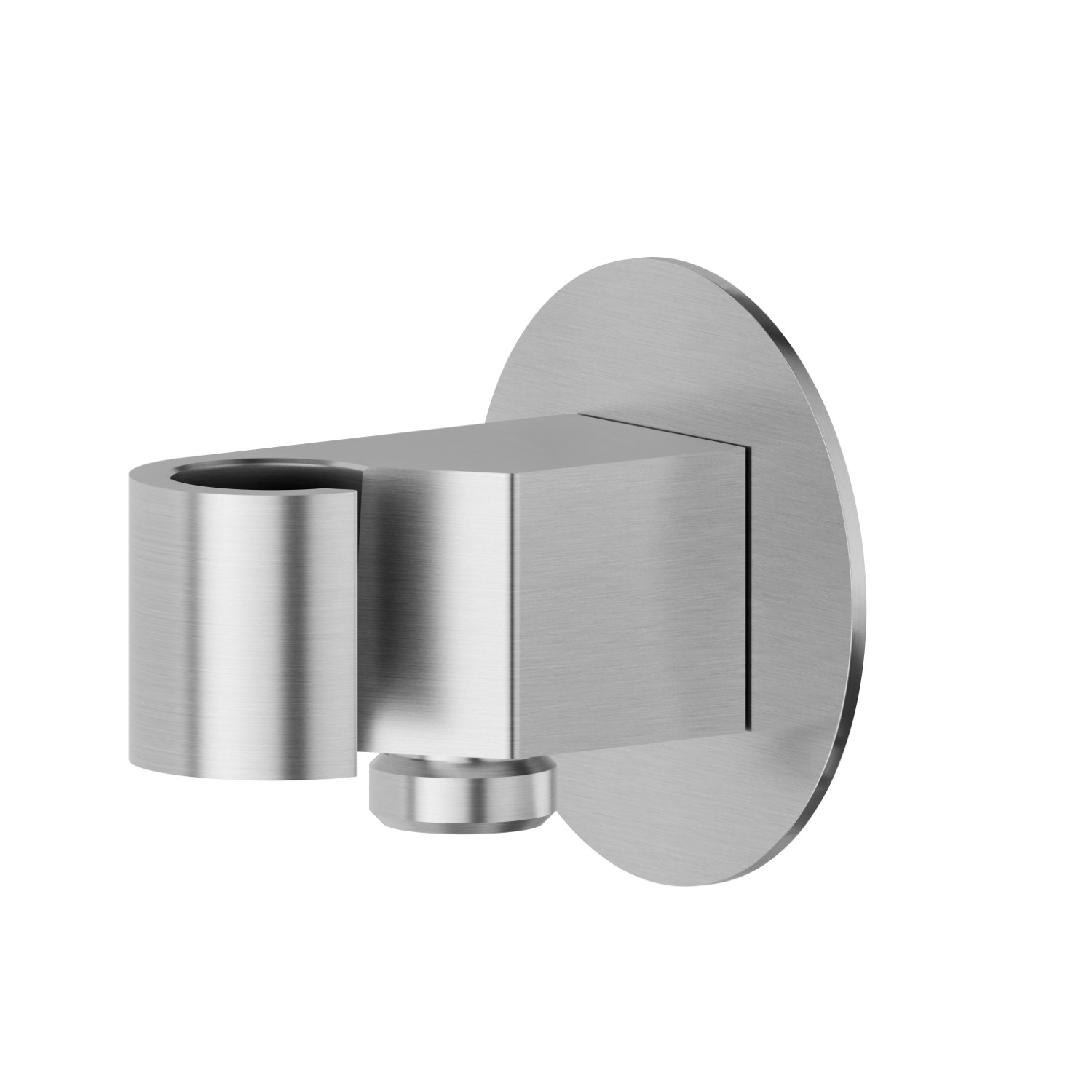 Supporto fisso a parete con presa acqua da 1/2”.
Ø70mm. - finitura PVD Acciaio Spazzolato