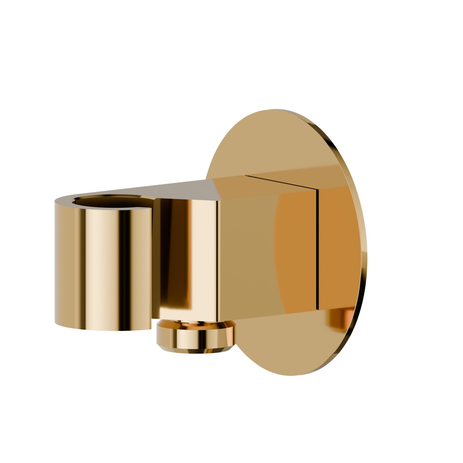 Supporto fisso a parete con presa acqua da 1/2”.
Ø70mm. - finitura PVD Glossy Gold