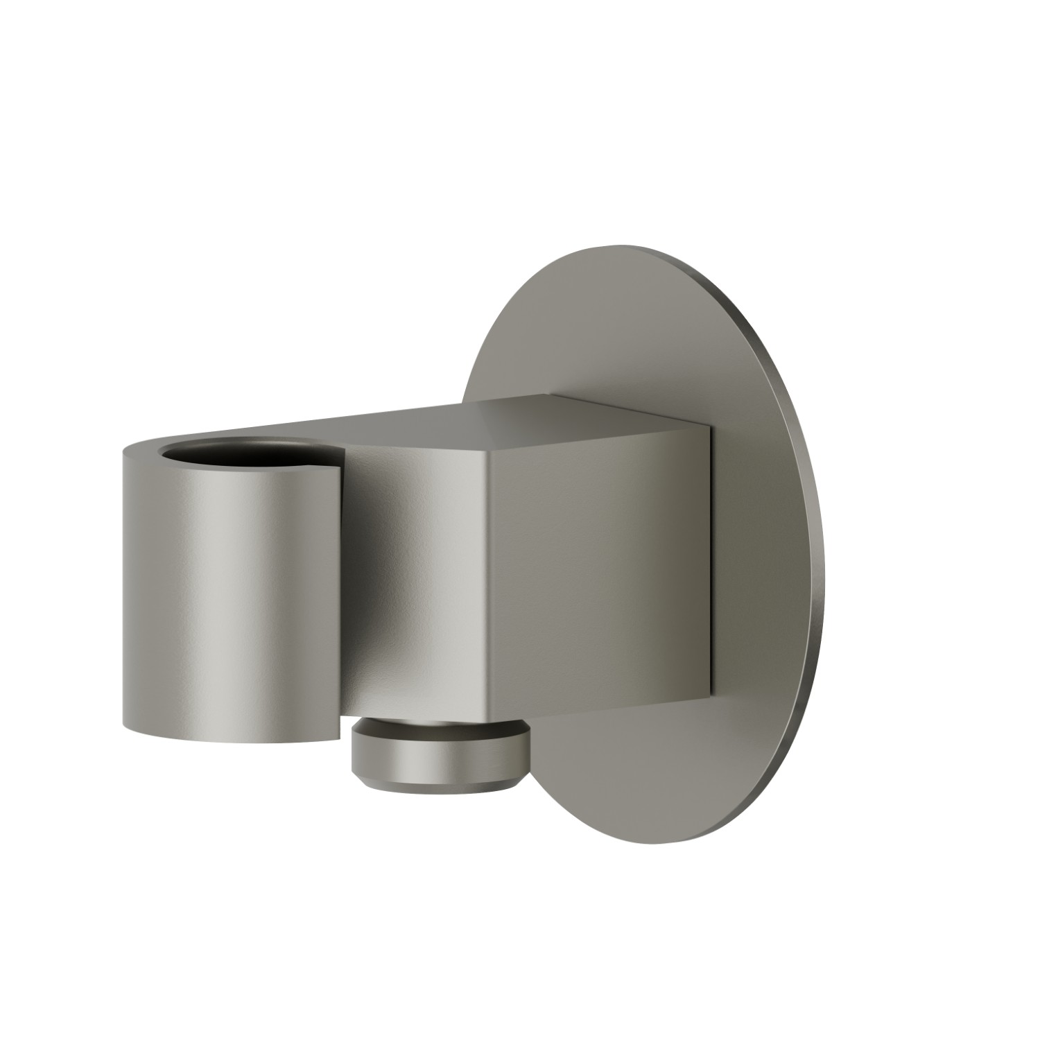 Support fixe mural avec prise d’eau de 1/2”. Ø70mm - finition Titanium Satin