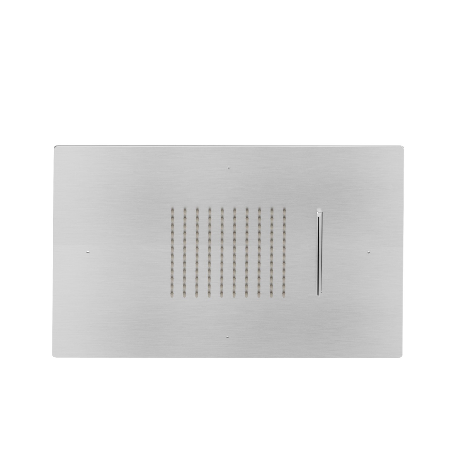 Steel squared concealed head shower with raining jet and waterfall jet. 400x400 mm - finish Stainless Steel