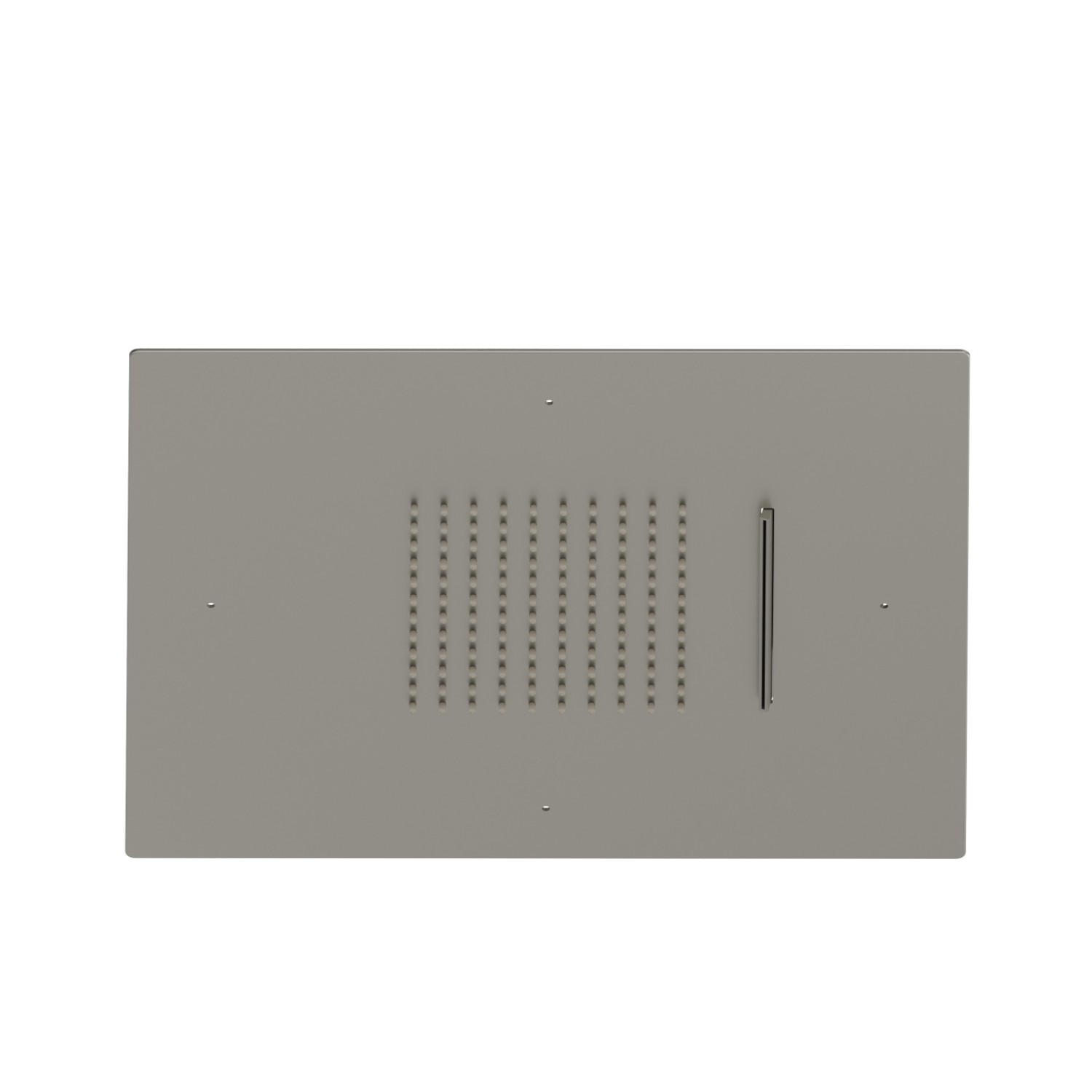 Steel squared concealed head shower with raining jet and waterfall jet. 400x400 mm - finish Titanium Satin
