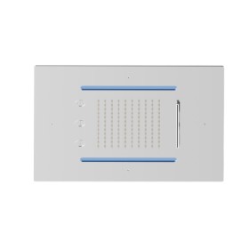 Steel square concealed head shower with raining jet, waterfall jet, atomizer jets and multicolor automatic lighting system. 400x400 mm - finish Chrome