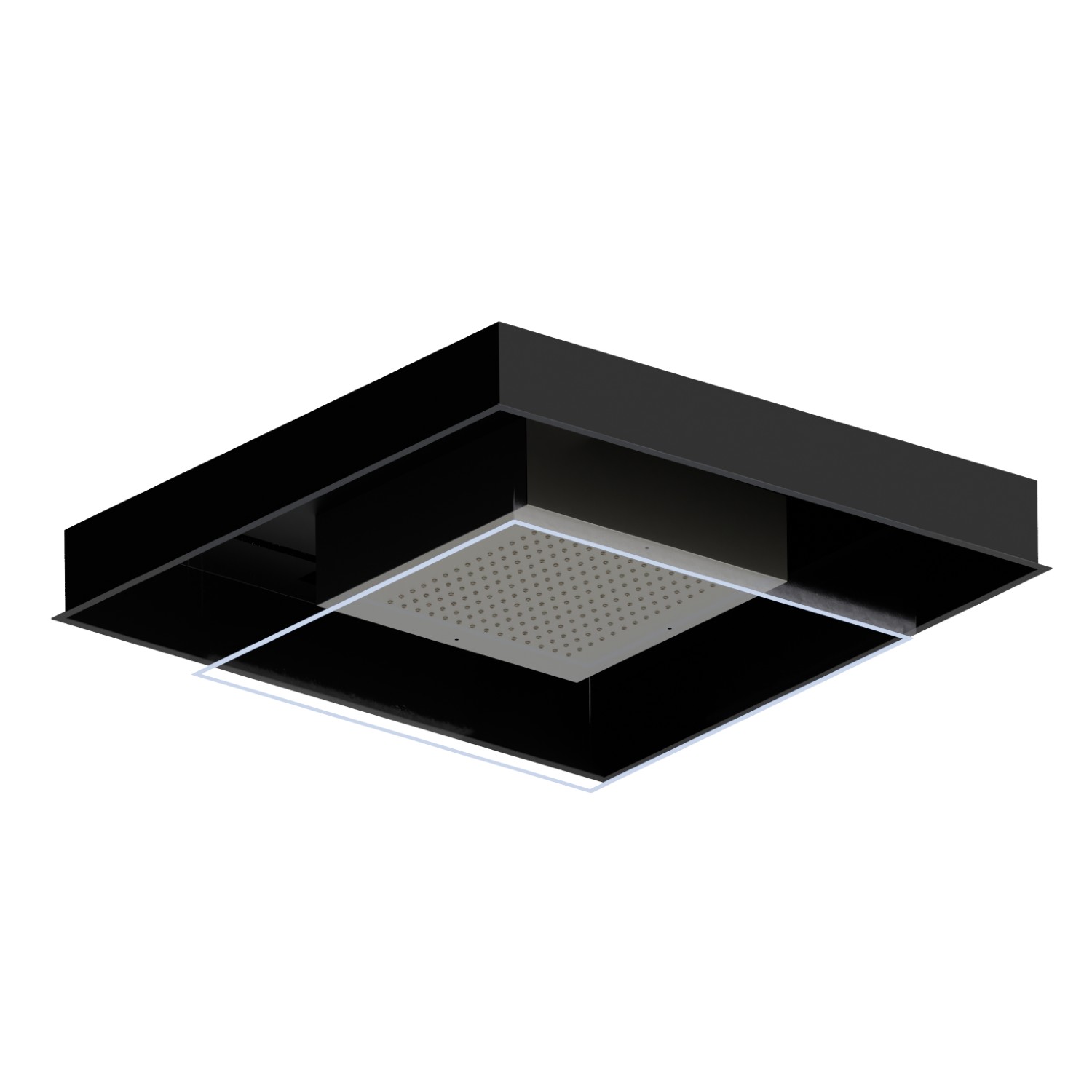 Soffione ad incasso in acciaio INOX AISI 316 con getto a pioggia e sistema di illuminazione per la cromoterapia. Completo di pulsante. - finitura Titanium Satin - Matt black
