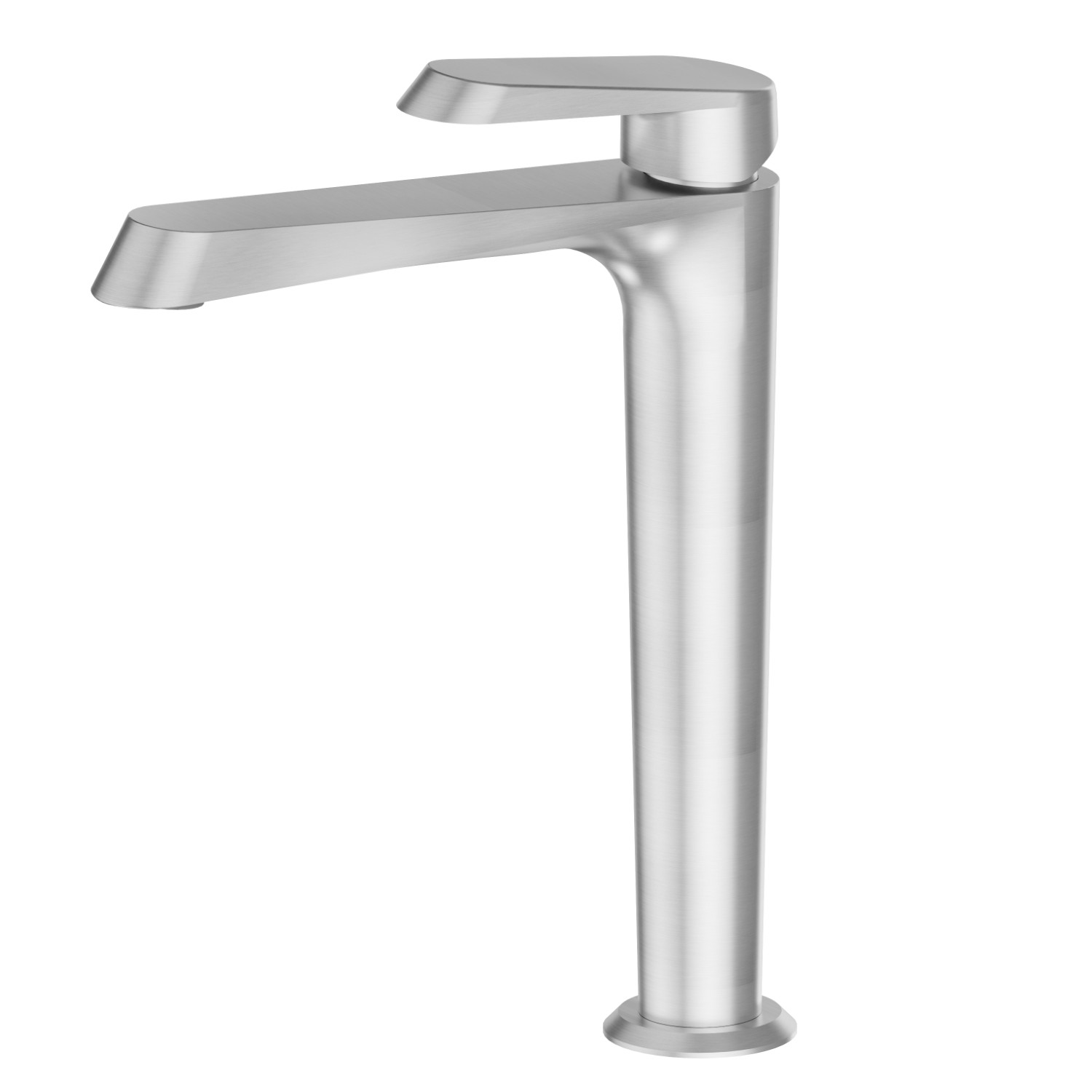 Single lever basin mixer, high version, for above counter basin - finish PVD Brushed steel