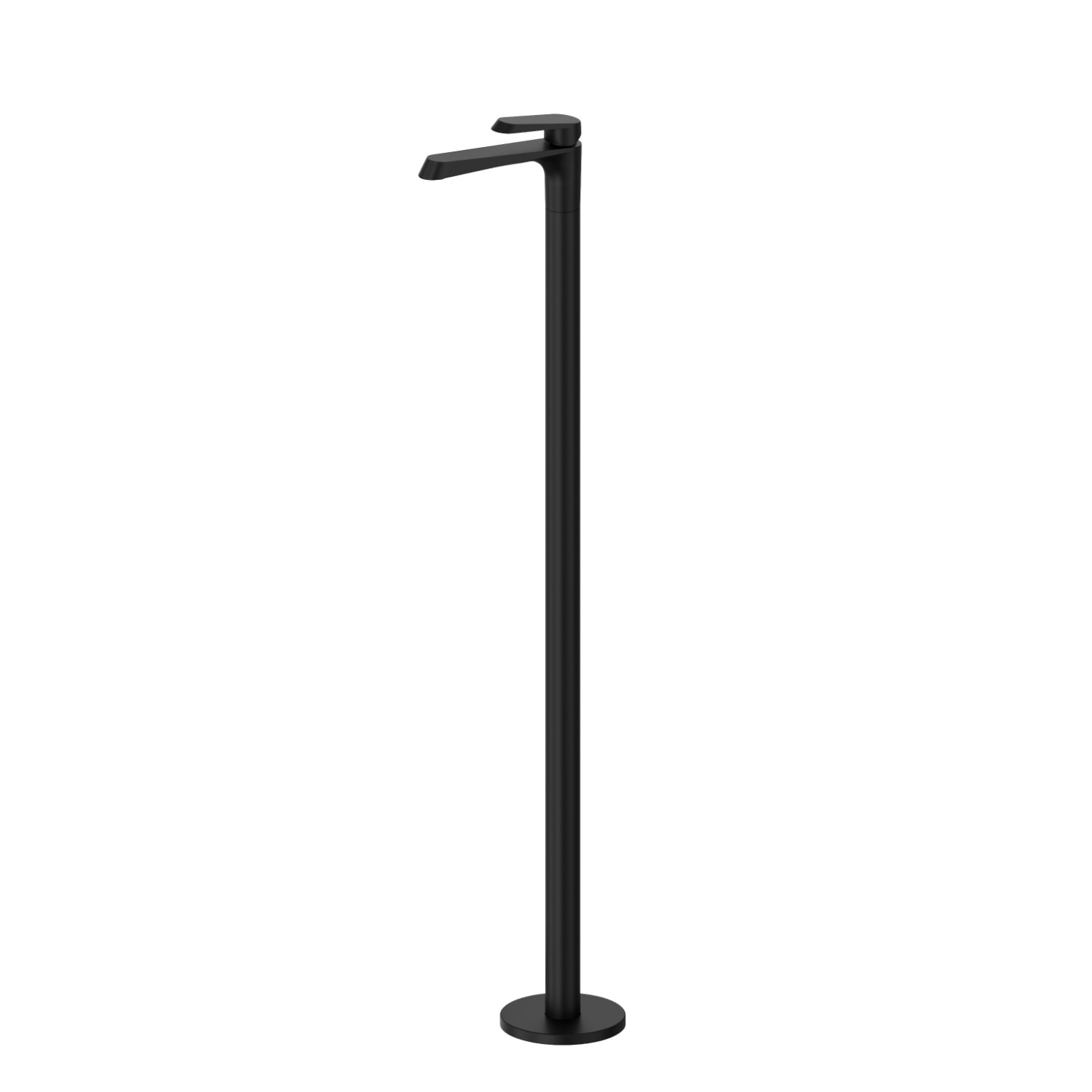 Single lever basin mixer with floor pillar union - finish Matt Black