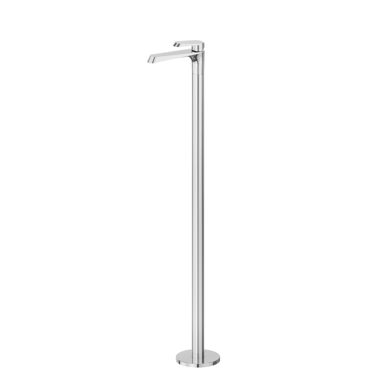 Single lever basin mixer with floor pillar union - finish Chrome