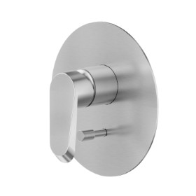 Single lever concealed mixer with 2 ways out automatic diverter. External part. 1/2” connections - finish PVD Brushed steel