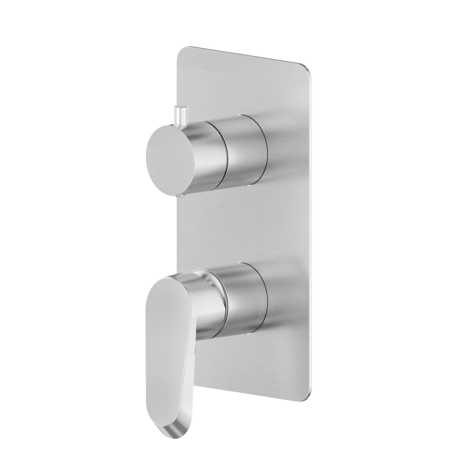 Single lever concealed mixer with 2 ways out mechanical diverter, 1/2” connections. External part - finish PVD Brushed steel