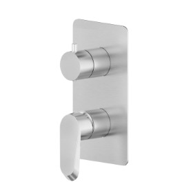Single lever concealed mixer with 2 ways out mechanical diverter, 1/2” connections. External part - finish PVD Brushed steel