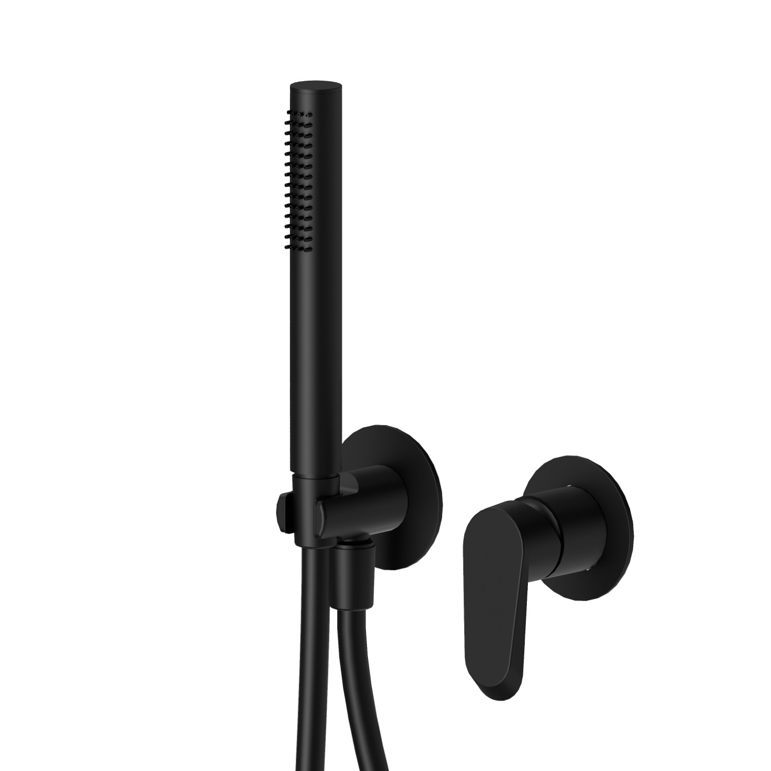 Complete concealed shower group, with shower set and mixer. Ø70 - finish Matt Black