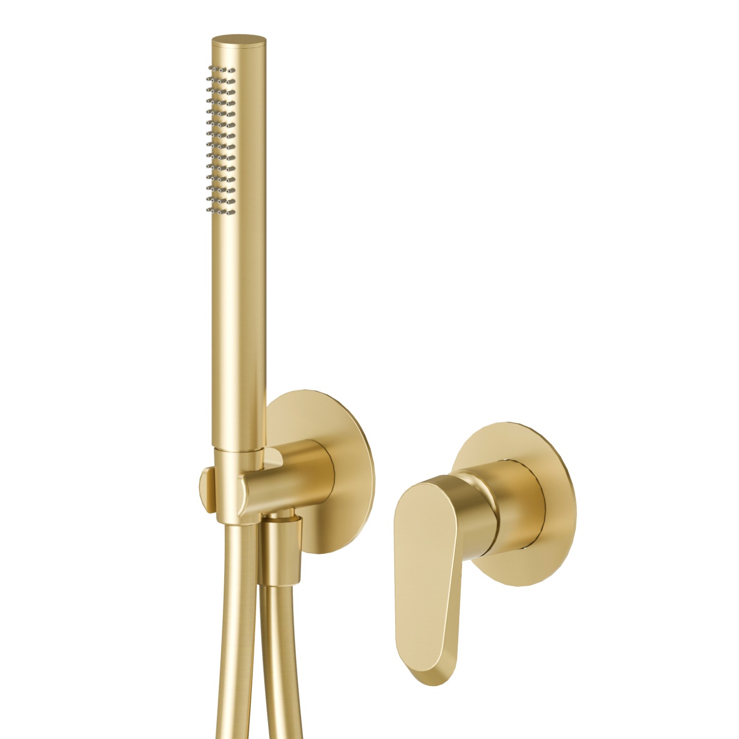 Gruppo doccia da incasso completo di doccetta e miscelatore. Ø70 - finitura PVD Brushed Gold