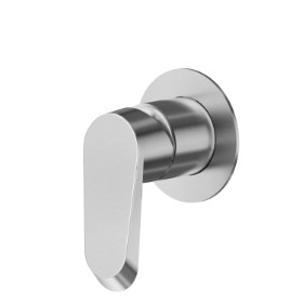 One way out single lever concealed mixer, 1/2” connections. Ø70. External part - finish PVD Brushed steel