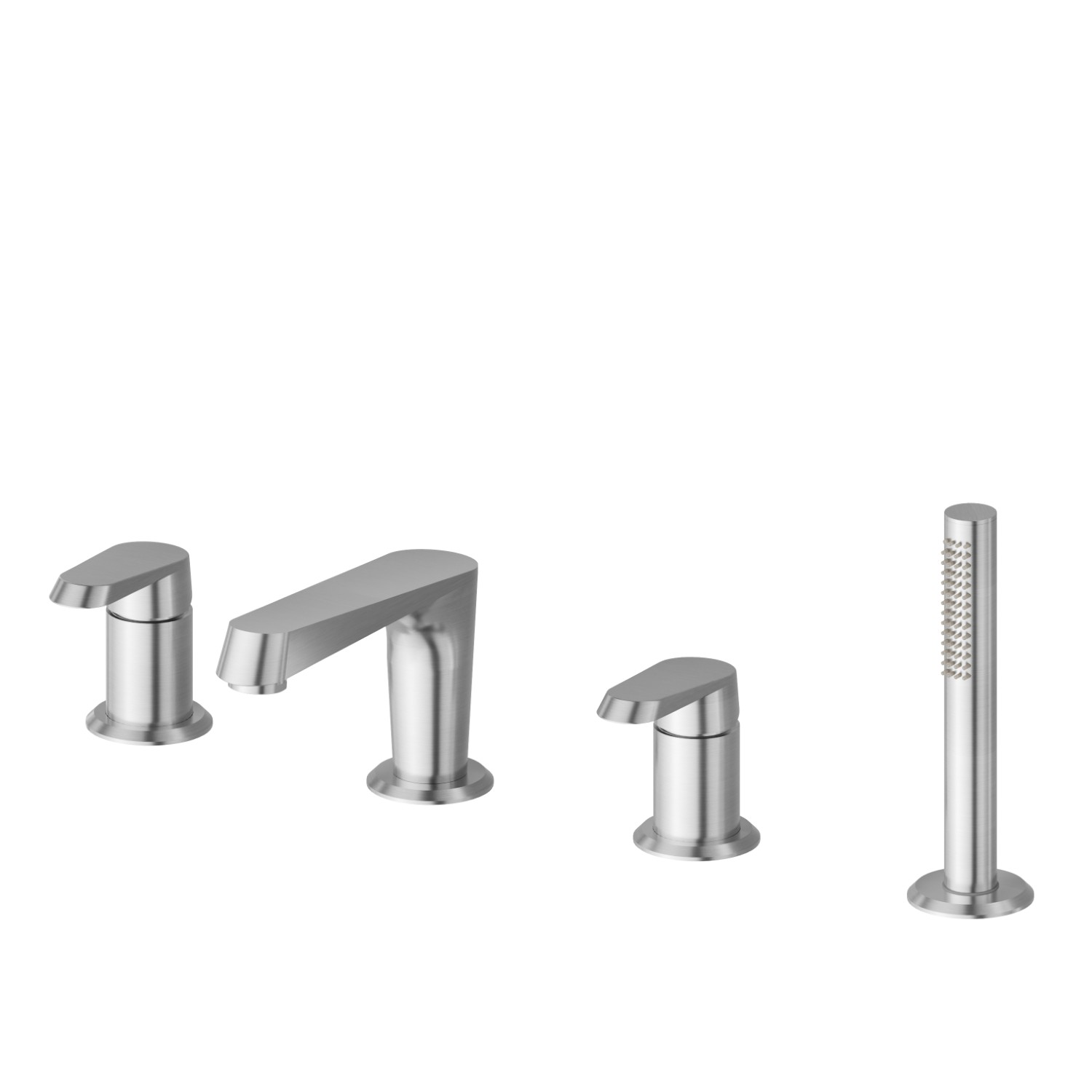 4-hole complete set of deck-mounted mixer - finish PVD Brushed steel