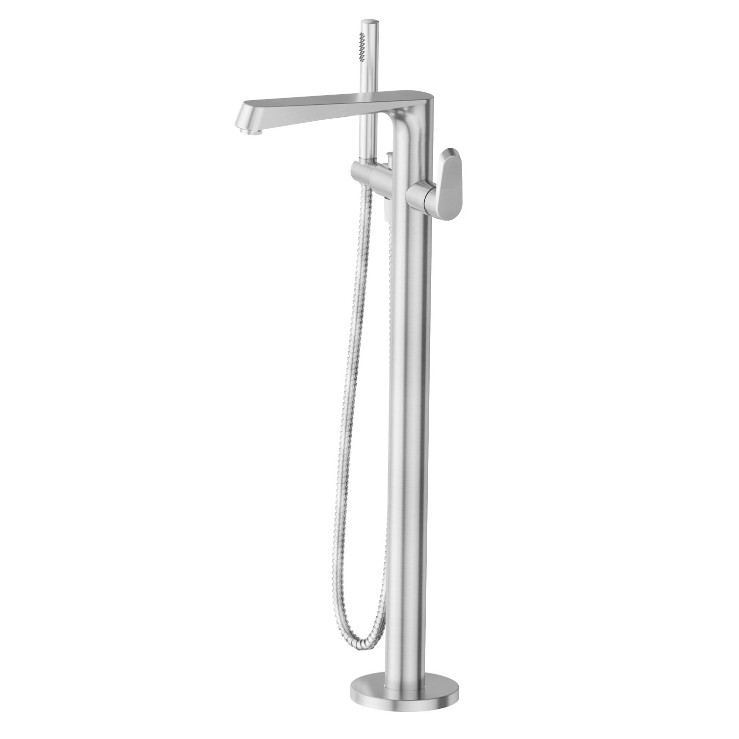Floor mounted bath group - finish PVD Brushed steel