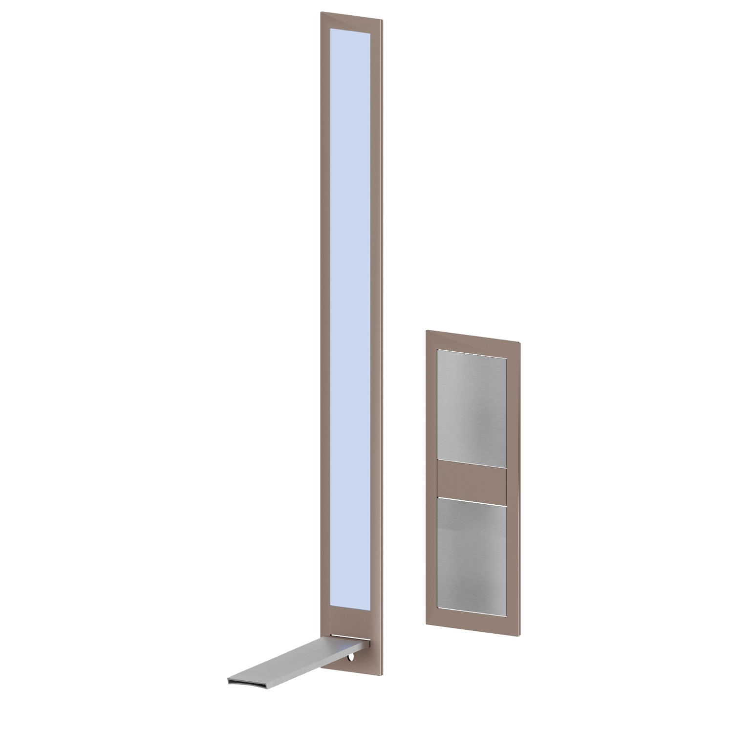 Façade murale groupe mitigeur pour lavabo sans vidage, avec bec cascade - finition Brushed steel + Copper Glossy