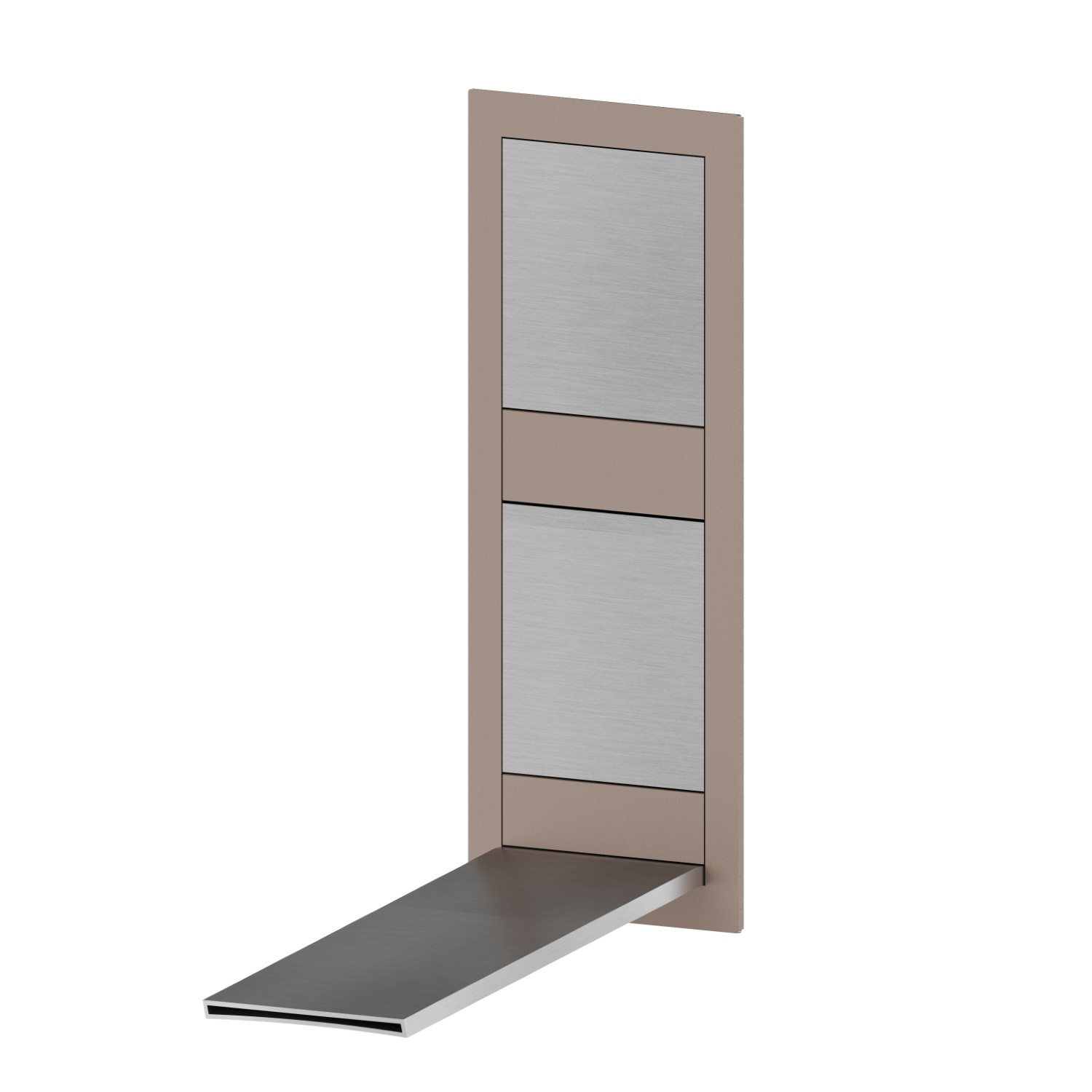 Façade murale groupe mitigeur pour lavabo sans vidage, avec bec cascade - finition Brushed steel + Copper Glossy