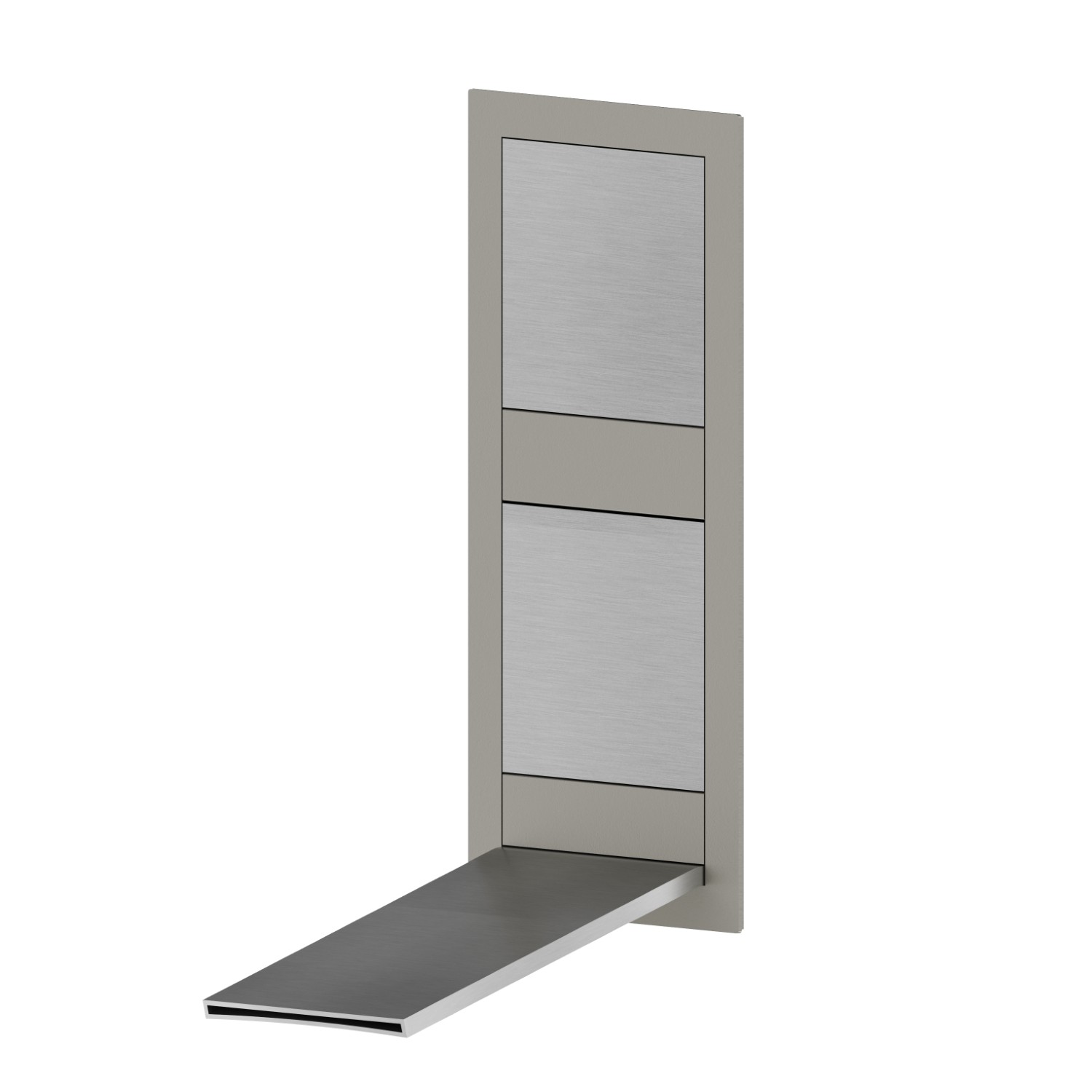 Façade murale groupe mitigeur pour lavabo sans vidage, avec bec cascade - finition Brushed steel + Titanium Satin