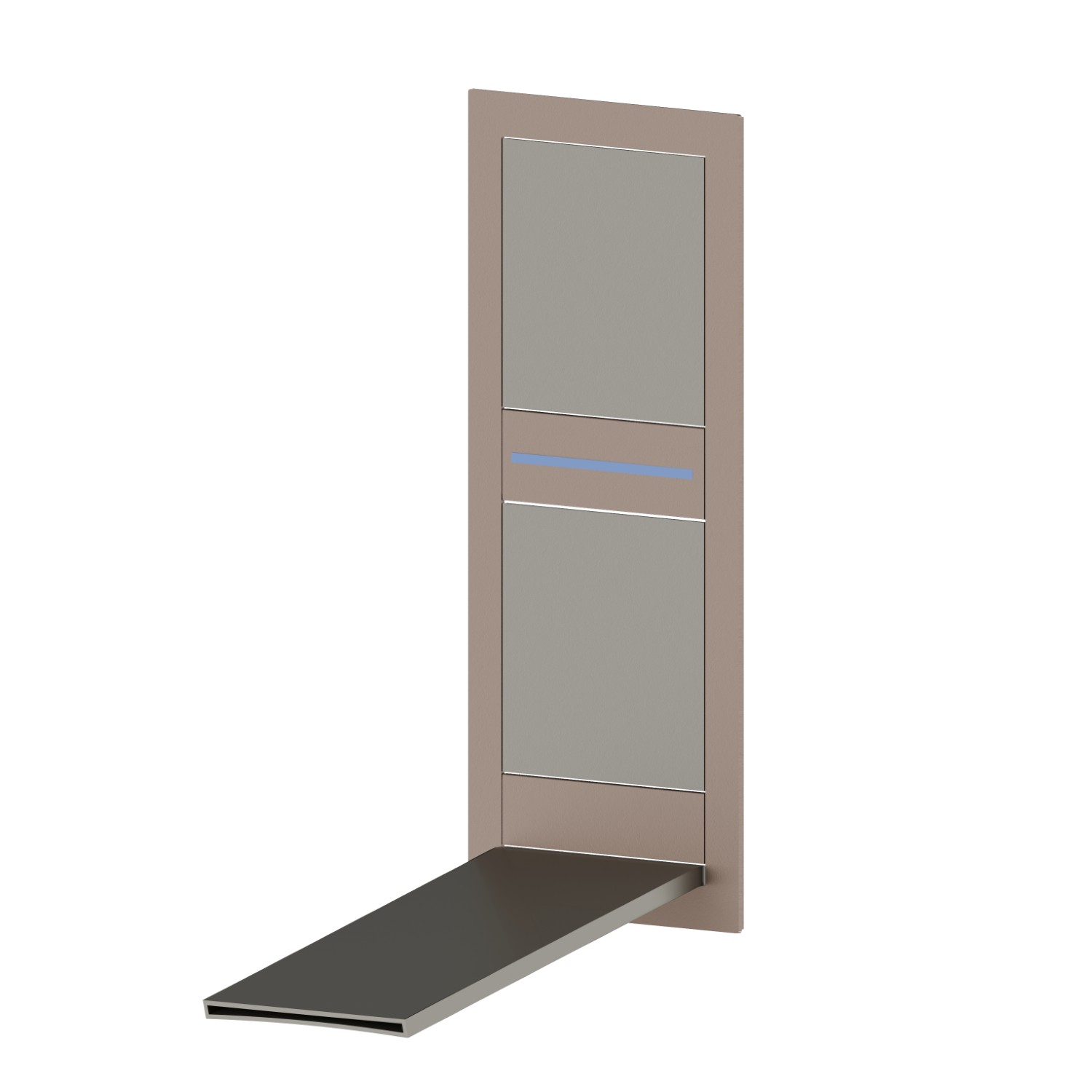 Façade murale groupe mitigeur pour lavabo sans vidage, avec bec cascade
 - finition Titanium Satin + Copper Glossy