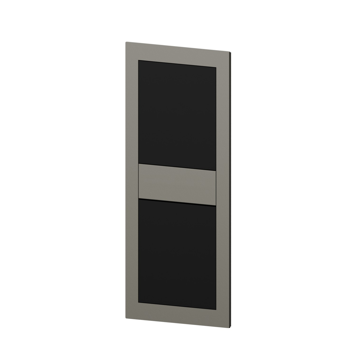 Façade murale du mitigeur, pour le réglage du débit et température qui peut être
associée à un bec ou à un ciel de pluie - finition Matt black + Titanium Satin